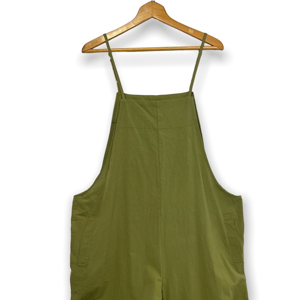 Aedvoouer Sage Green Wide Leg Linen Blend Jumpsuit Romper Overalls SZ XL / XXL - Picture 6 of 14